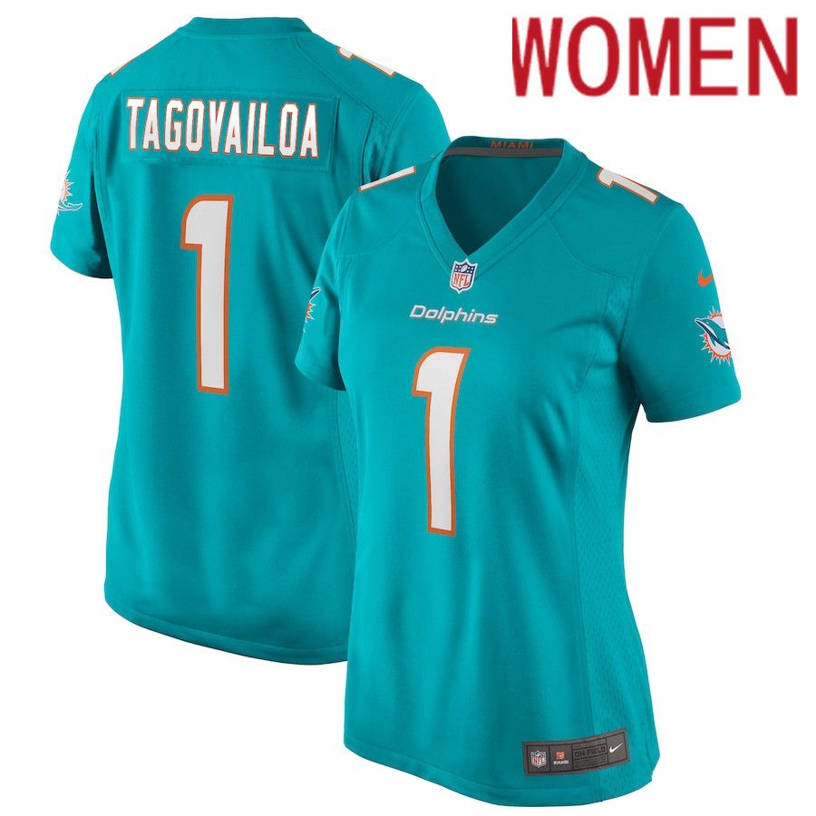 Women Miami Dolphins #1 Tua Tagovailoa Nike Green Game NFL Jersey->women nfl jersey->Women Jersey